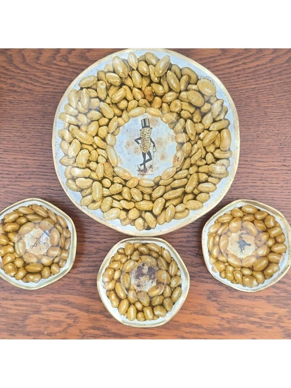 Mid Century 50s Monocle Mr. Peanut Branded Snack Bowls-Set Of Three